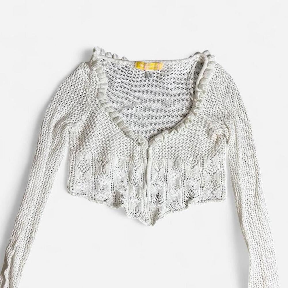 Urban Outfitters white crochet long sleeve cropped cardigan